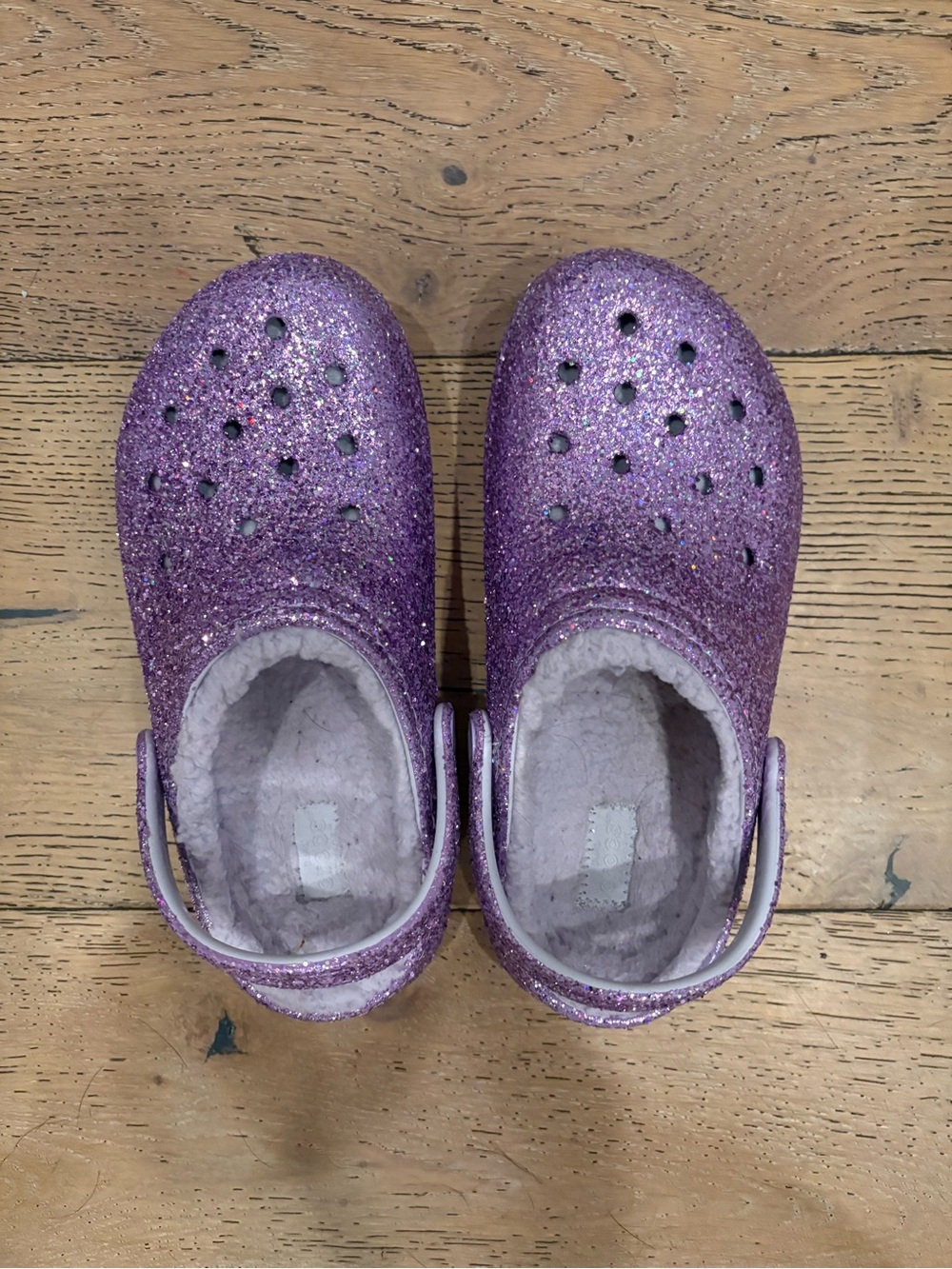 CROCS Kids Glitter Lined Clogs - Purple